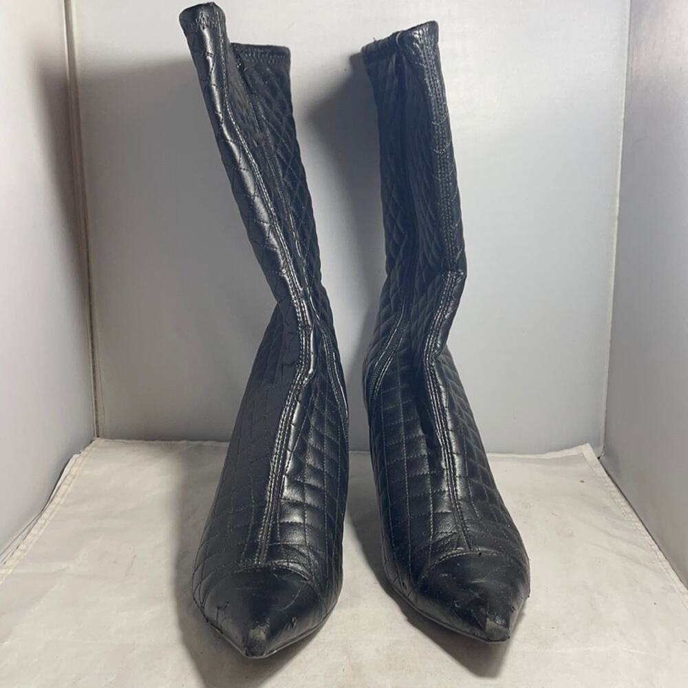 Black Croc Embossed Faux Leather Pointy Toe side zip boots Size 8 from Hypnotic